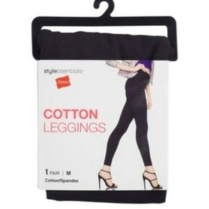 HANES Black Cotton/Spandex Leggings Sz Medium  NWT